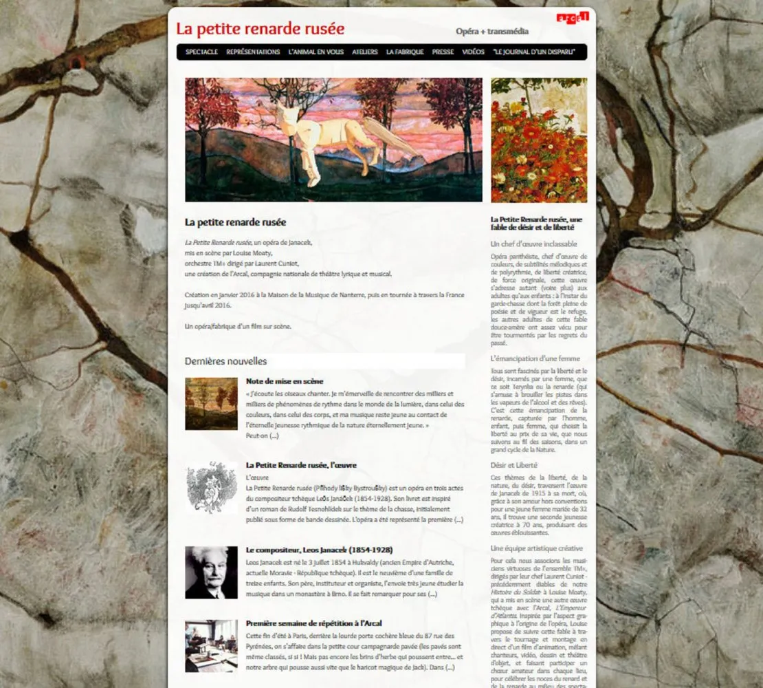 Site web Opéra La petite renarde rusée. © Benoît Labourdette.
