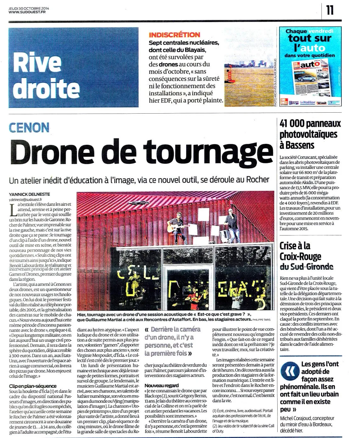 Sud Ouest : « Drone de tournage ». © Benoît Labourdette.