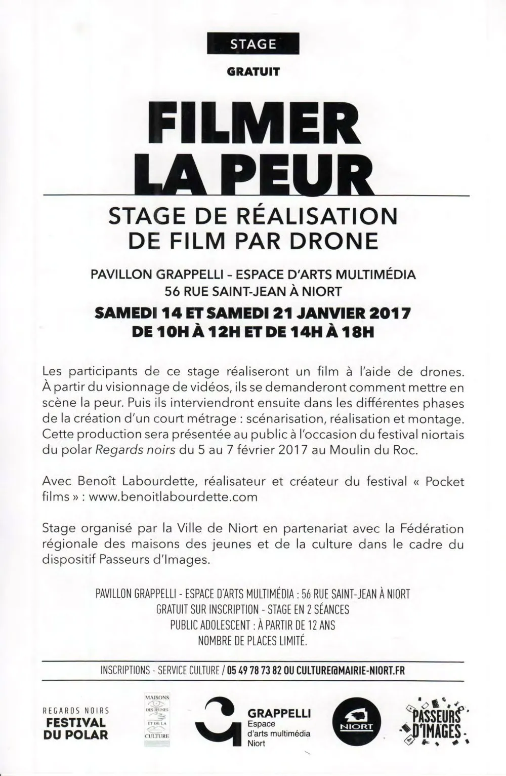 Ville de Niort : Réalisation d'un film avec drone par des adolescents - 6 © Benoît Labourdette 2017.