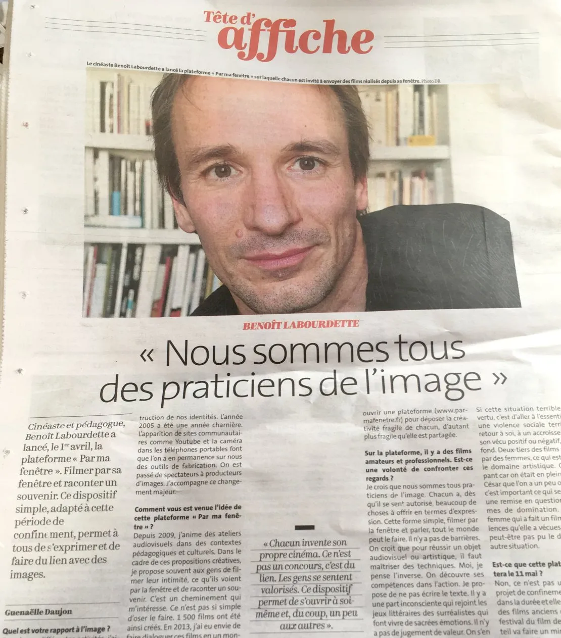 Le Télégramme : « Par ma fenêtre », une plateforme qui publie vos vidéos de confinés. © Benoît Labourdette.