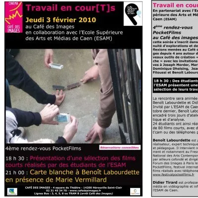 Café des images : « Travail en cour(T)s », carte blanche à Benoît Labourdette[T]s", carte blanche à Benoît Labourdette
