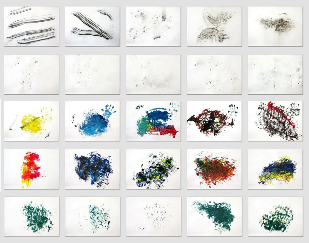 Série “Début d'été”. 25 pièces (fusain et acrylique sur papier 50x65cm), 2016. Benoît Labourdette.
