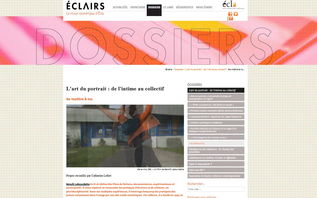 Revue Éclairs : « Se mettre à nu » (interview de Benoît Labourdette). © Benoît Labourdette.