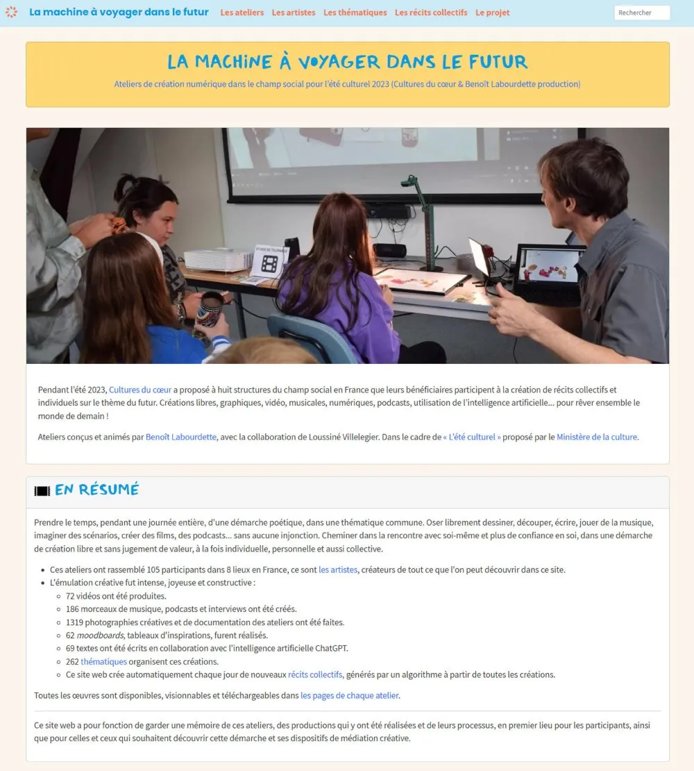 “The future machine” website - © Benoît Labourdette 2023.